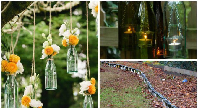 Практични приложения на празни бутилки в градината