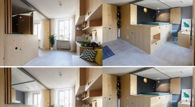 Апартамент от 30 квадрата с хитри идеи за повече пространство