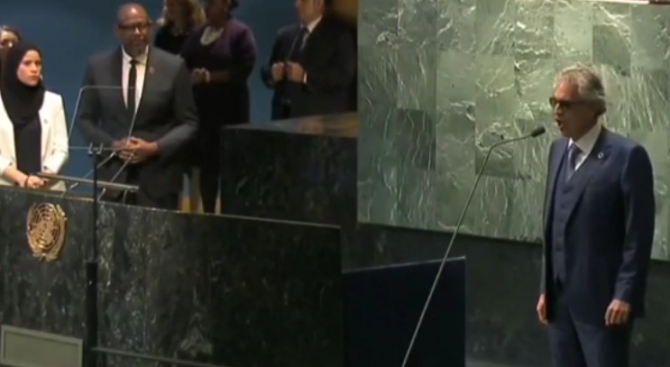 Андреа Бочели с впечатляващо изпълнение на сесията на ООН (снимка+видео)