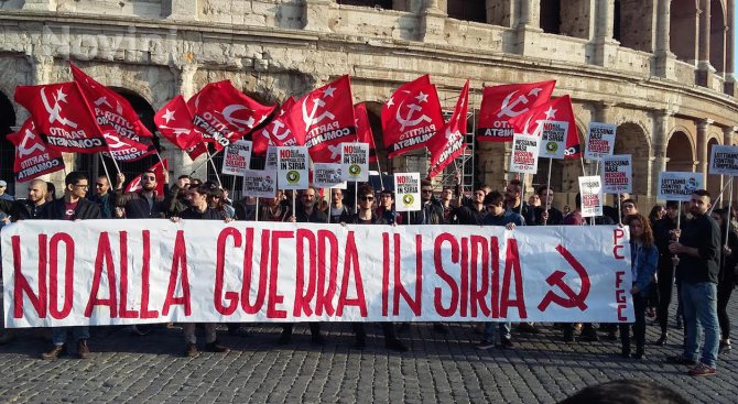 Протест срещу войната в Сирия в Рим (видео)