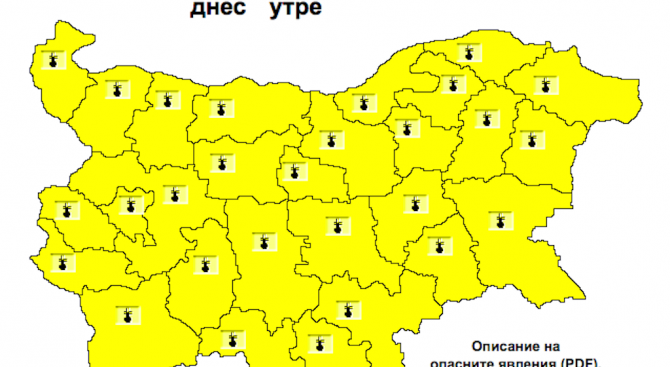 Жълт код за високи температури е в сила за цялата страна