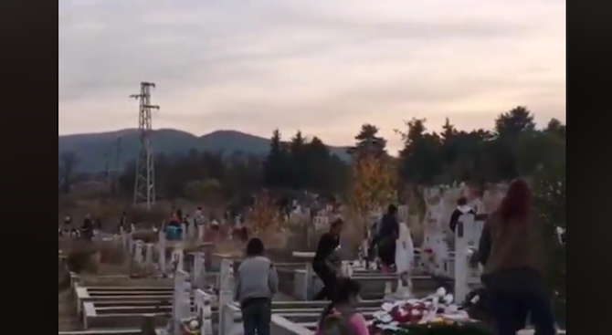 Ромски деца грабят оставената храна на Архангелова задушница (видео)