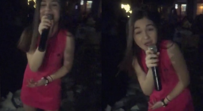 Крисия пее чалга под дъжд от салфетки (видео)