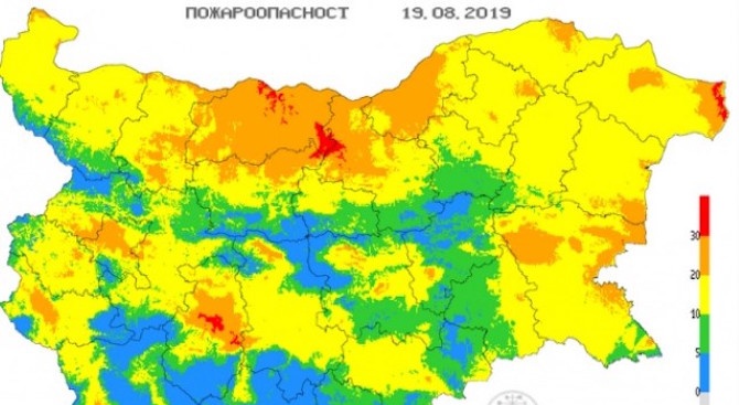 Екстремален индекс за пожароопасност е в сила на места в пет области на страната