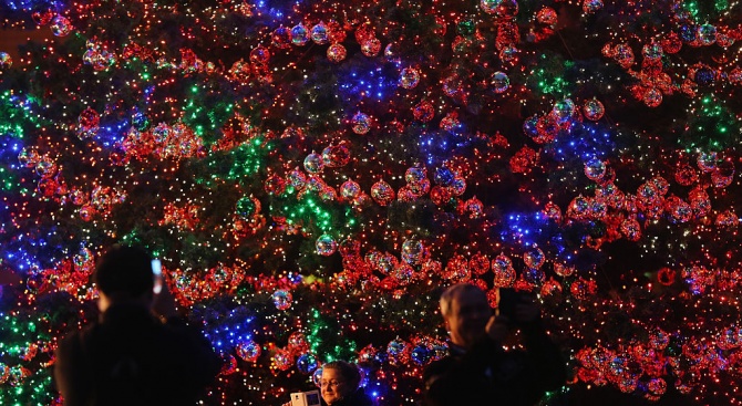 Американски град постави рекорд за 797 елхи със запалени светлини 