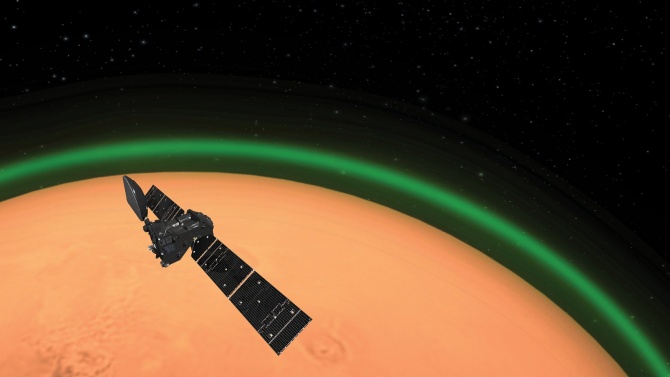 Европейска сонда регистрира зелено сияние на Марс 
