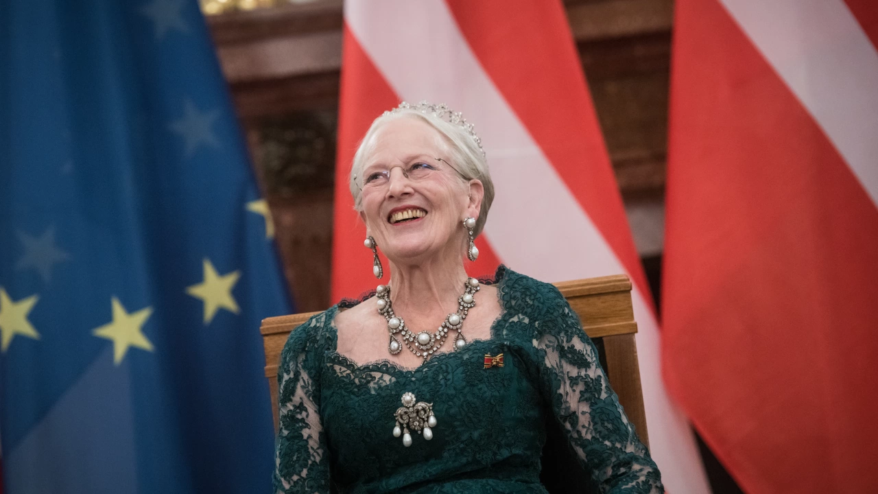 Кралицата на Дания Маргрете Втора която присъства на погребението на