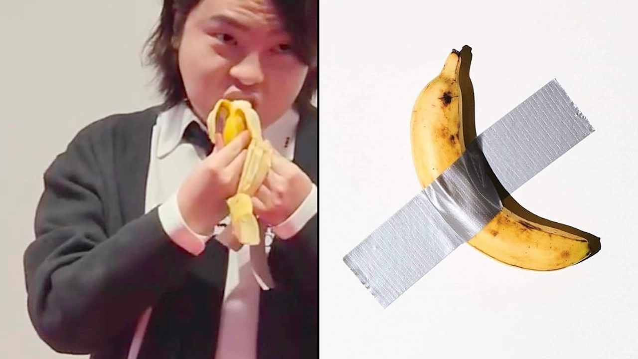 Южнокорейски студент по изкуствата изяде банан част от прочута инсталация на италианския