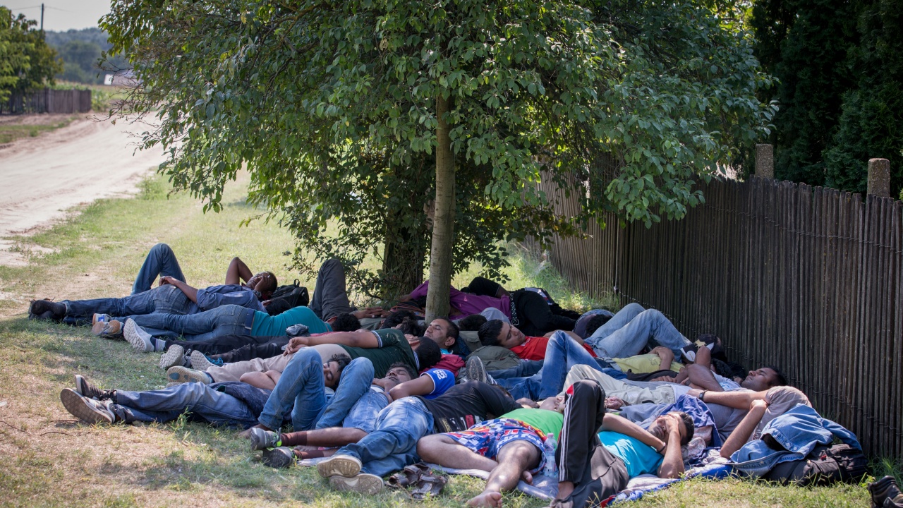 Десетки мигранти легнаха на главен път в Ямболско, молят за вода