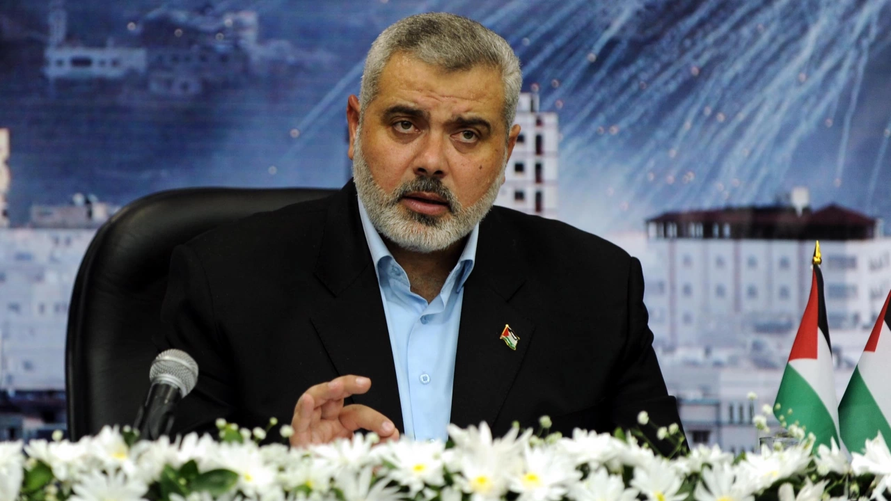 Политическият лидер на палестинското движение Хамас Исмаил Хания на снимката