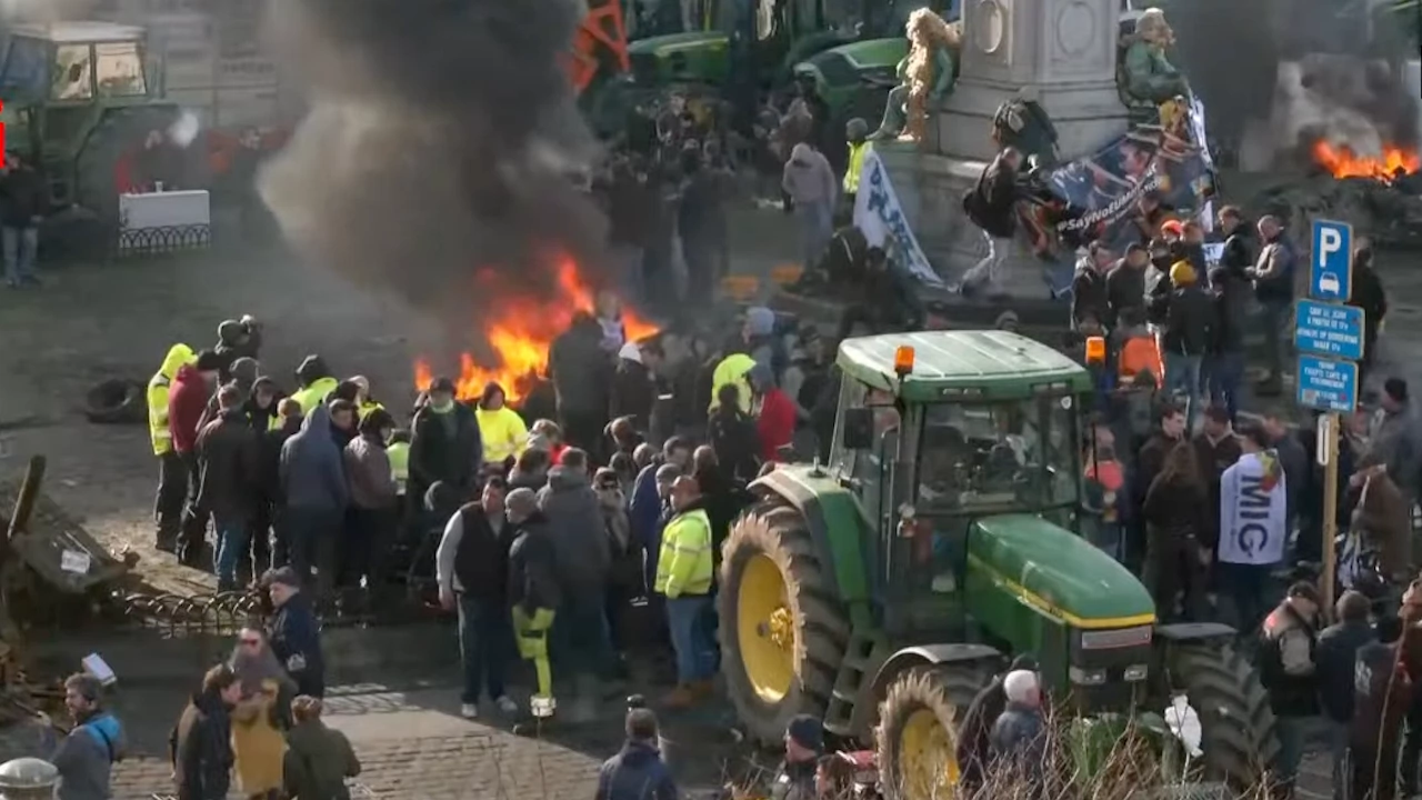 Ескалация на фермерските протести в Брюксел Разгневени европейски фермери хвърлиха