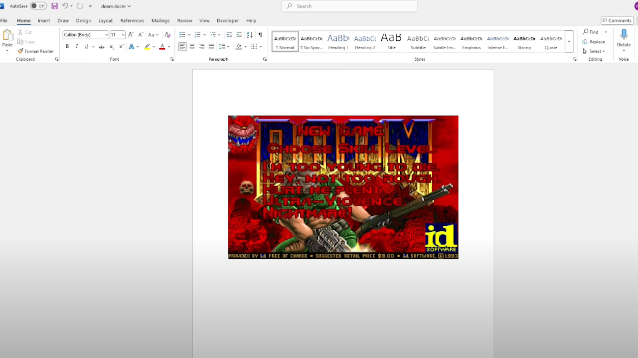 Вече можете да играете Doom и на MS Word